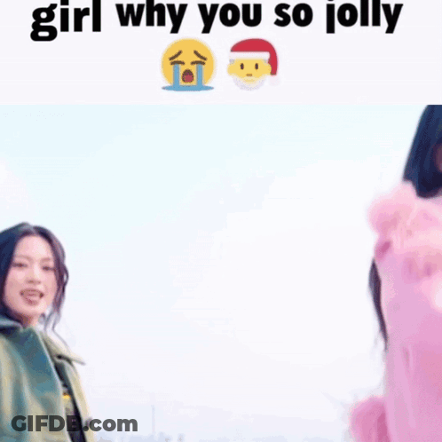 Girl In Pink Coat Crying With Santa Hat GIF