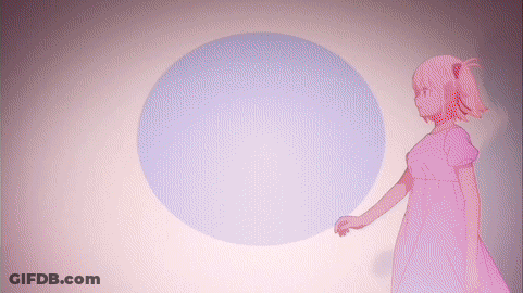 Girl In Pink Dress Before Circle GIF