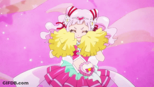 Girl In Pink Dress Cheering GIF