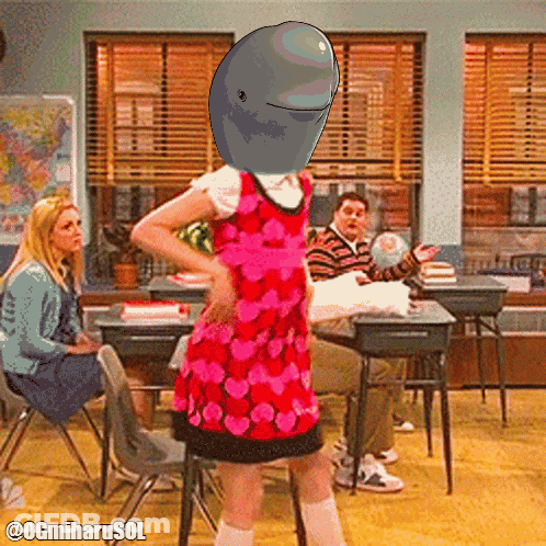 Girl In Pink Dress Dancing With Whale GIF