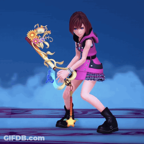 Girl In Pink Dress Holding Key With Flowers GIF