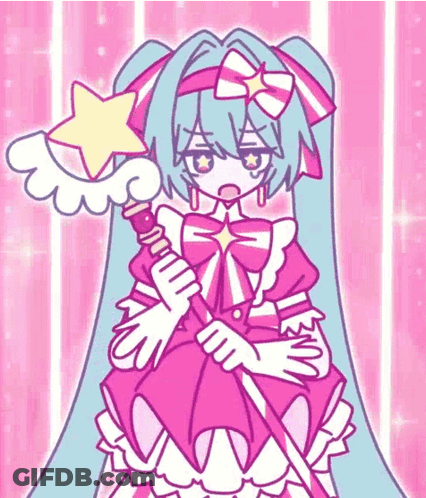 Girl In Pink Dress Holding Star Wand GIF