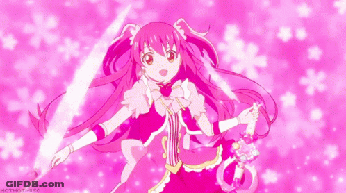 Girl In Pink Dress Holding Sword GIF