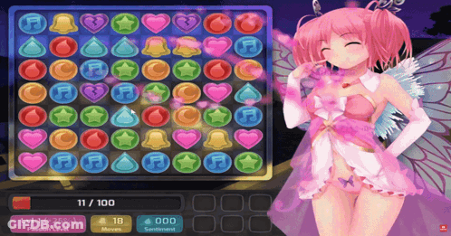 Girl In Pink Dress Playing Hearts And Bells Game GIF