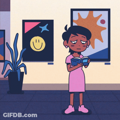 Girl In Pink Dress Reading Book GIF