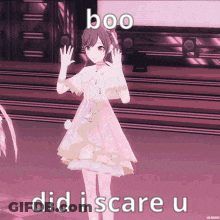 Girl In Pink Dress Saying Boo Did I Scare U GIF