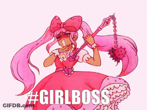 Girl In Pink Dress Saying #Girlboss GIF