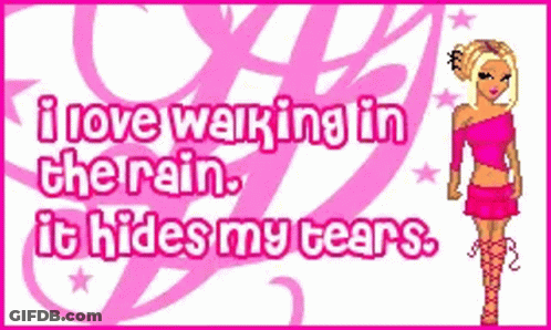 Girl In Pink Dress Says I Love Walking In The Rain It Hides My Tears GIF