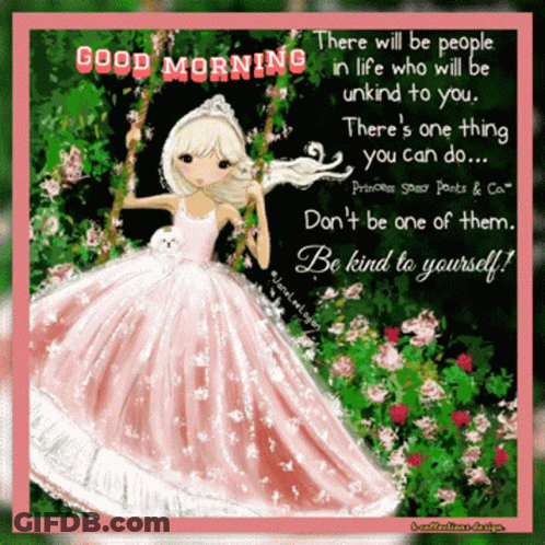 Girl In Pink Dress Sitting On Swing GIF