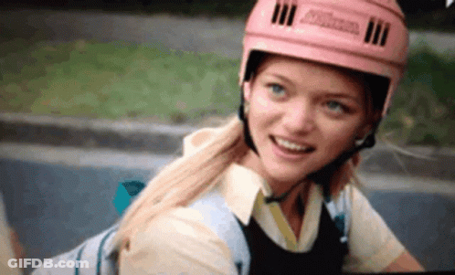 Girl In Pink Helmet Saying Atlanta GIF