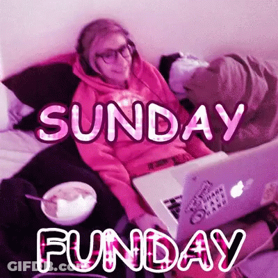 Girl In Pink Hoodie Bed Laptop Sunday Funday GIF