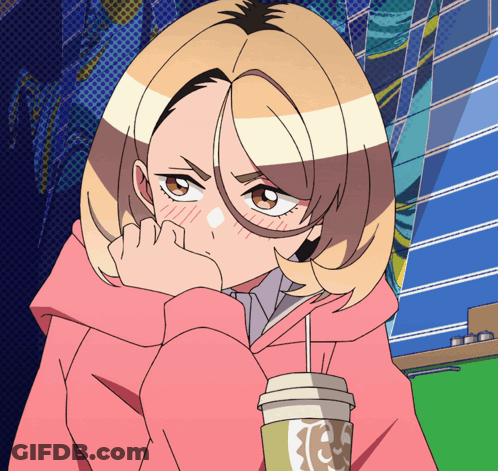 Girl In Pink Hoodie Holding Coffee GIF