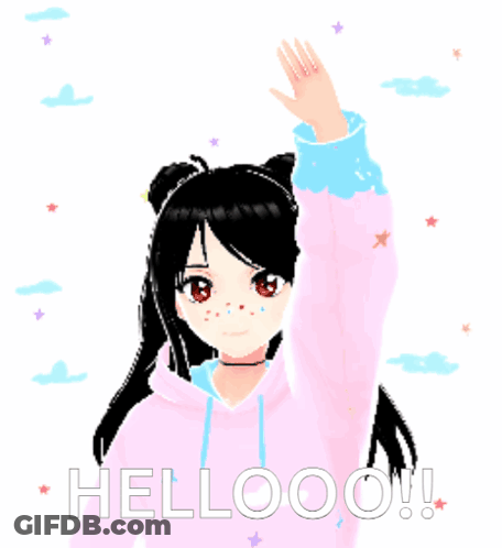 Girl In Pink Hoodie Saying Hello GIF