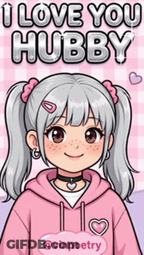 Girl In Pink Hoodie Saying I Love You Hubby GIF