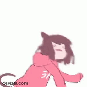 Girl In Pink Hoodie With Cat Ears And Tail GIF