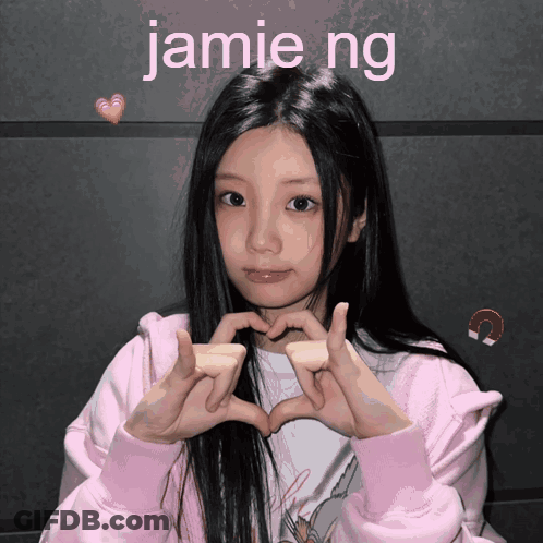 Girl In Pink Jacket Making Heart With Jamie Ng GIF