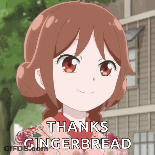 Girl In Pink Kimono Saying Thanks Gingerbread GIF