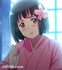 Girl In Pink Kimono With Flower GIF
