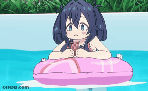 Girl In Pink Life Preserver Sitting In Water GIF