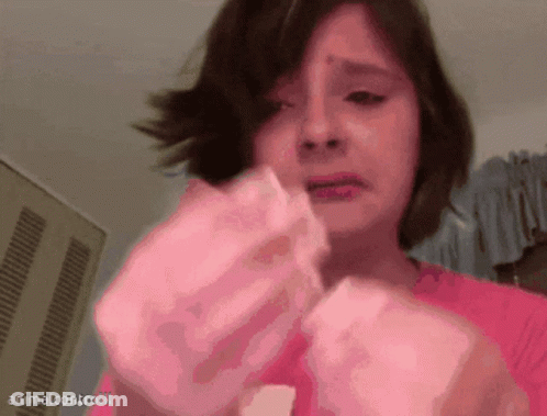 Girl In Pink Shirt Crying Holding Pink Item Animal Control GIF