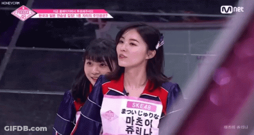 Girl In Pink Shirt Saying SKE48 GIF