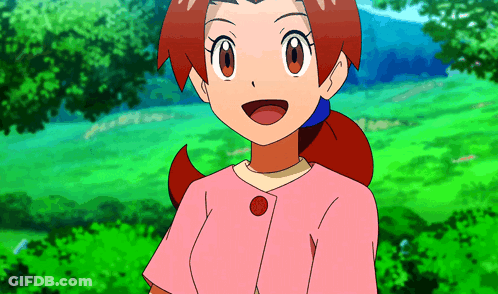 Girl In Pink Shirt With Red Button GIF