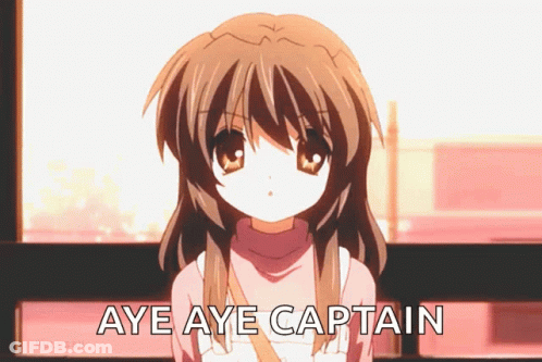 Girl In Pink Sweater Saying Aye Aye Captain GIF