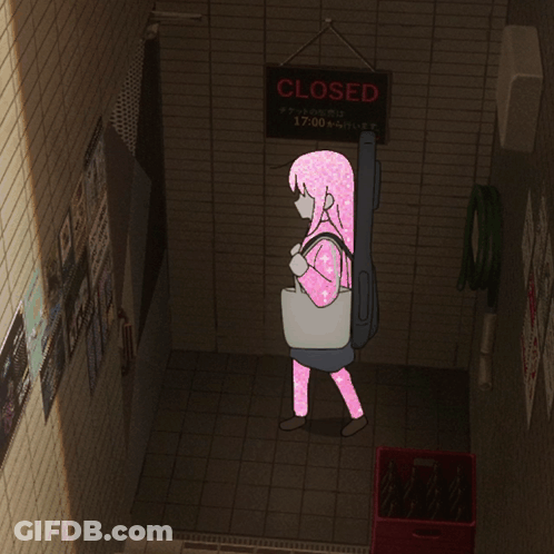 Girl In Pink Sweater Walking Past Closed Sign GIF