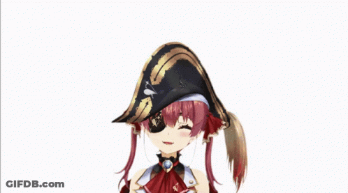 Girl In Pirate Hat Smiling In Front Of Anime Collage GIF