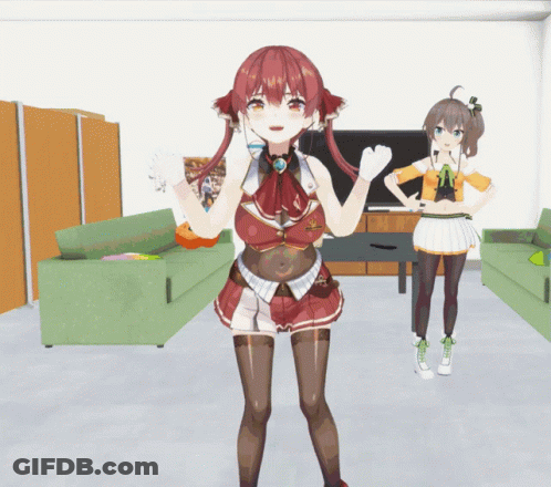 Girl In Pirate Outfit At Hololive Production Sign GIF