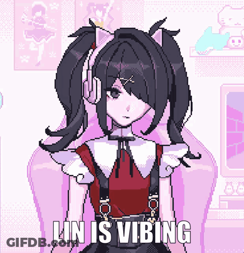 Girl In Pixel Art Vibing GIF