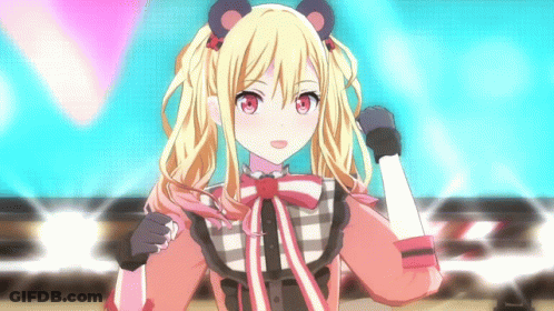 Girl In Plaid Dress With Bear Headband GIF