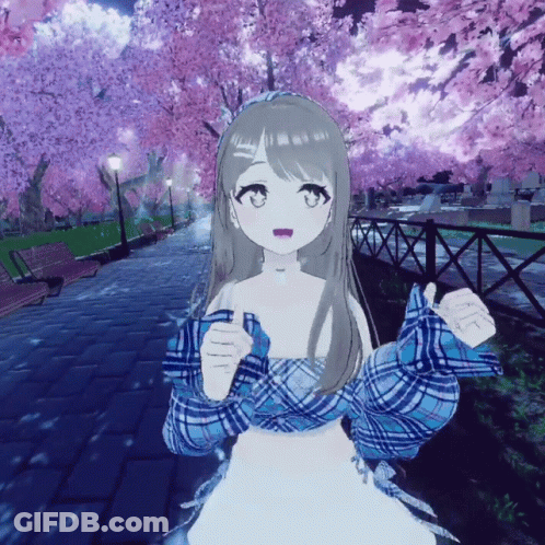 Girl In Plaid Shirt Standing In Park GIF