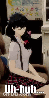 Girl In Plaid Skirt By Uh Huh Sign GIF