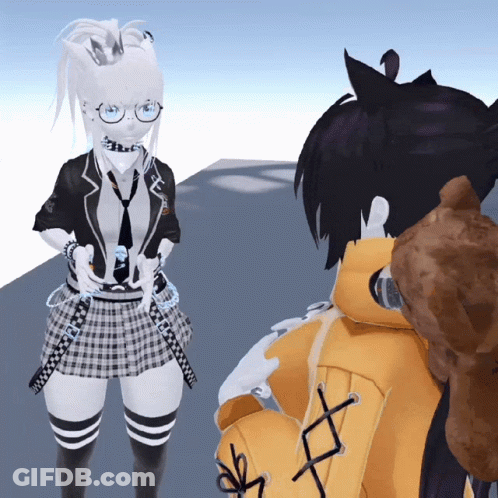 Girl In Plaid Skirt Next To Boy With Yellow Jacket GIF