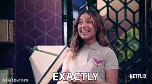 Girl In Polo Shirt Saying Exactly Netflix Logo GIF