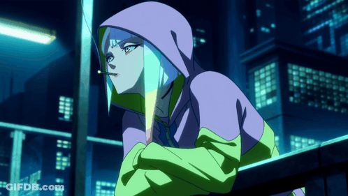 Girl In Purple And Green Jacket Smoking GIF