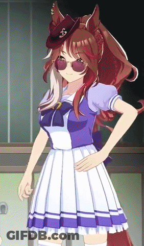 Girl In Purple And White Dress With Hat Letter S GIF