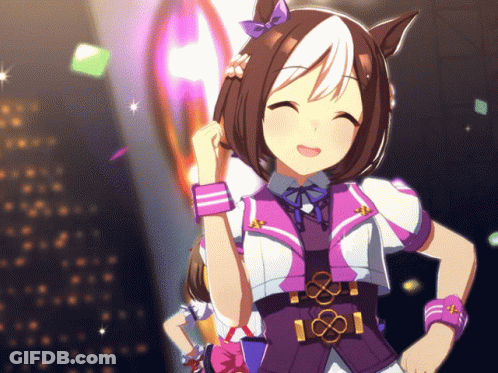 Girl In Purple And White With Belt Saying 88 GIF