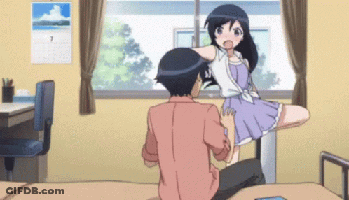 Girl In Purple Dress Sitting On Man's Lap GIF