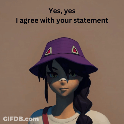 Girl In Purple Hat Saying Yes I Agree GIF