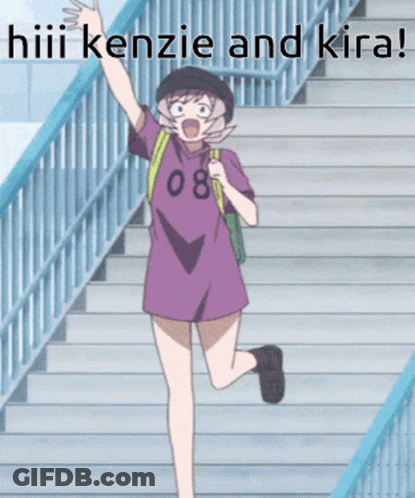 Girl In Purple Shirt 08 Running Down Stairs GIF