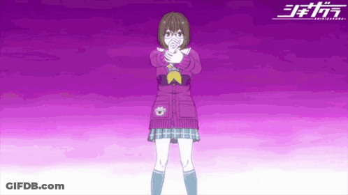 Girl In Purple Sweater With Chinese Writing GIF