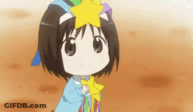 Girl In Rainbow Hat Holding Star GIF