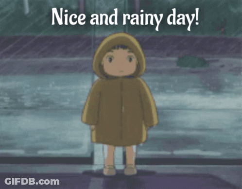 Girl In Raincoat Saying Nice Rainy Day GIF