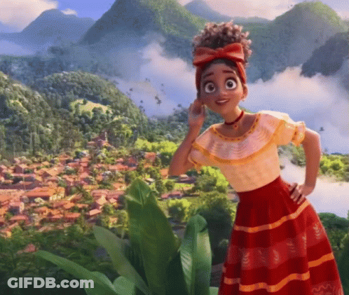 Girl In Red And Yellow Dress By Mountains GIF