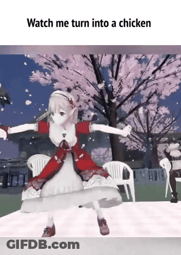 Girl In Red Dress Dancing Watch Me Turn Into A Chicken GIF