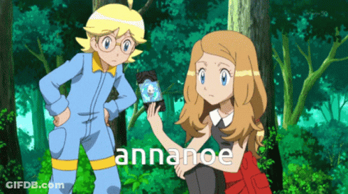 Girl In Red Dress Next To Boy In Blue Jumpsuit Annanoe GIF