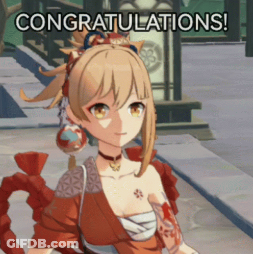 Girl In Red Dress Saying Congratulations GIF