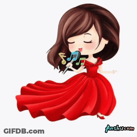 Girl In Red Dress Singing Soulful GIF